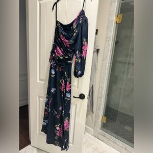 Jill Jill Stuart One Shoulder Floral Print Gown Size 2 Women High Slit Ruched